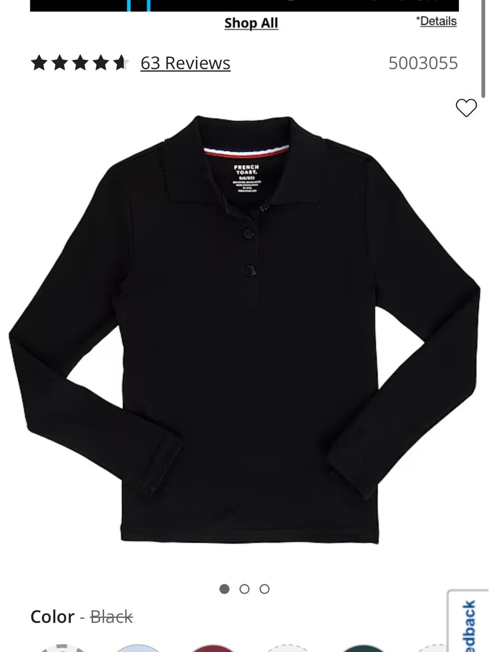 GIRLS French Toast Long-Sleeve Button-Down Polo Shirt- 5 pack